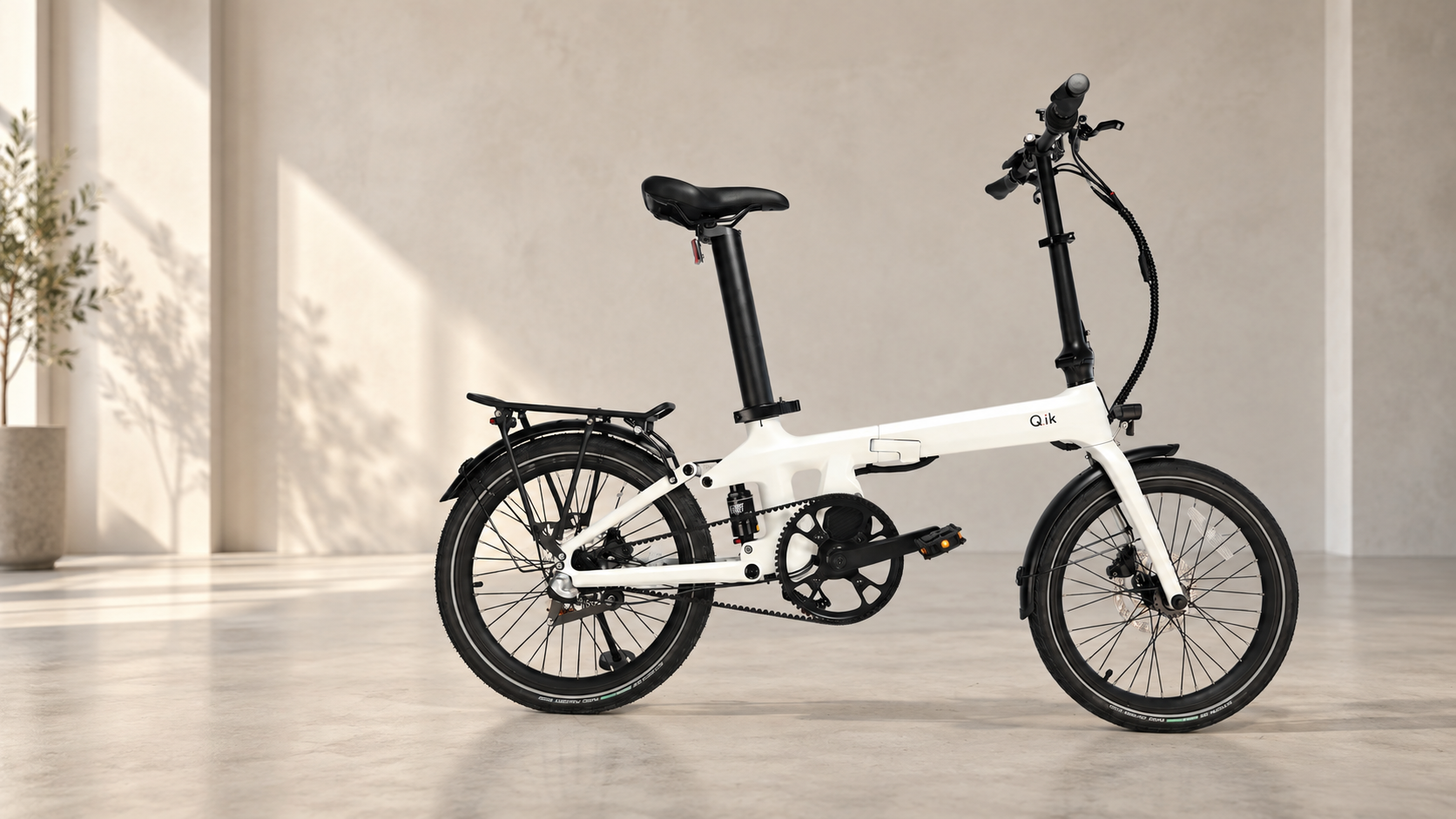 Q.ik folding e-bike in an indoor setting