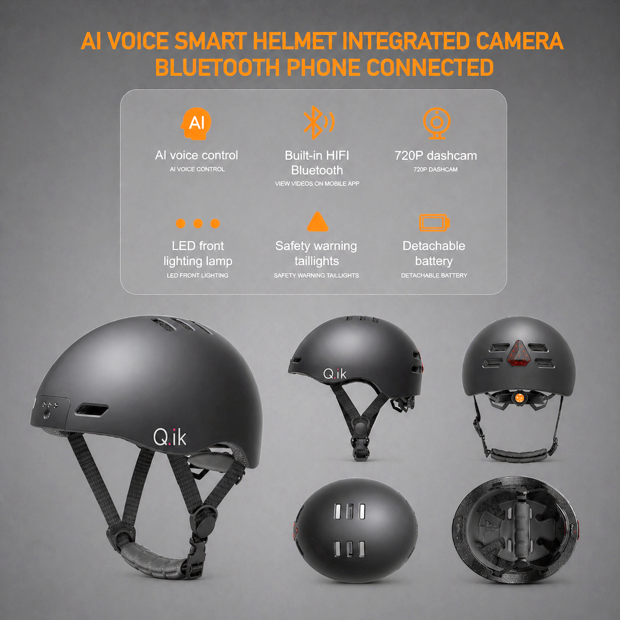 Q.ik Qik SMART HELMET BLACK